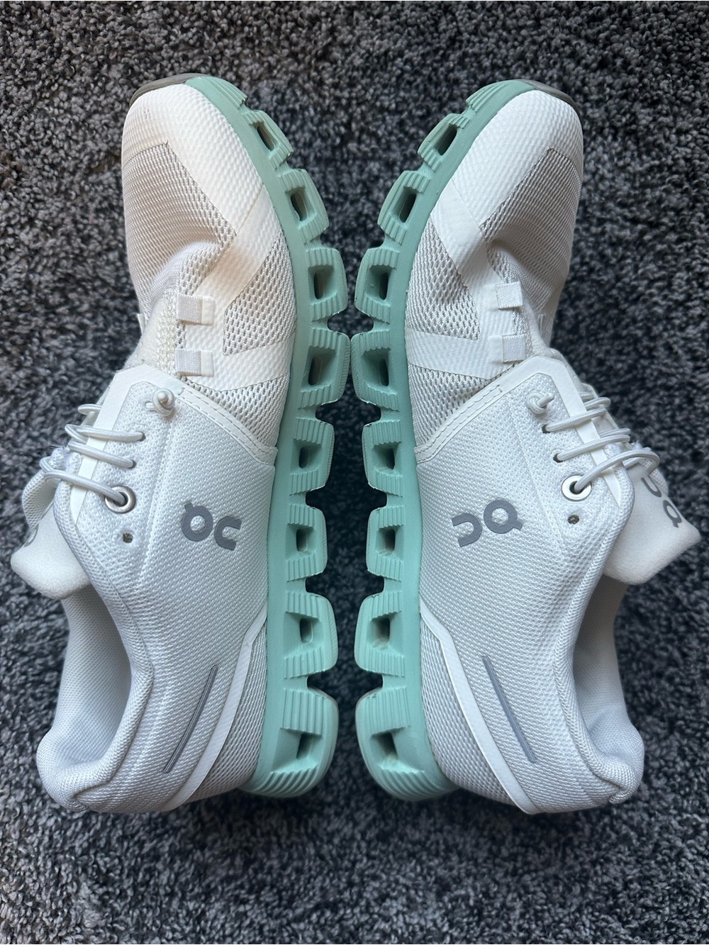 On Running Cloud 5 White Sneakers with Mint Soles Undyed White Creek Size 9 - Picture 3 of 11